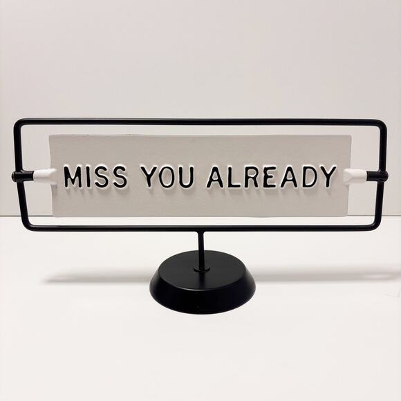 Magnolia Hearth and Hand Reversible Metal Sign Hello There/Miss You Already B&W - Picture 2 of 8